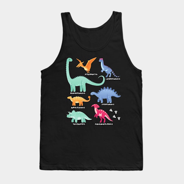 Types of Dinosaurs Future Paleontologist Kids Dino Lover Tank Top by DetourShirts